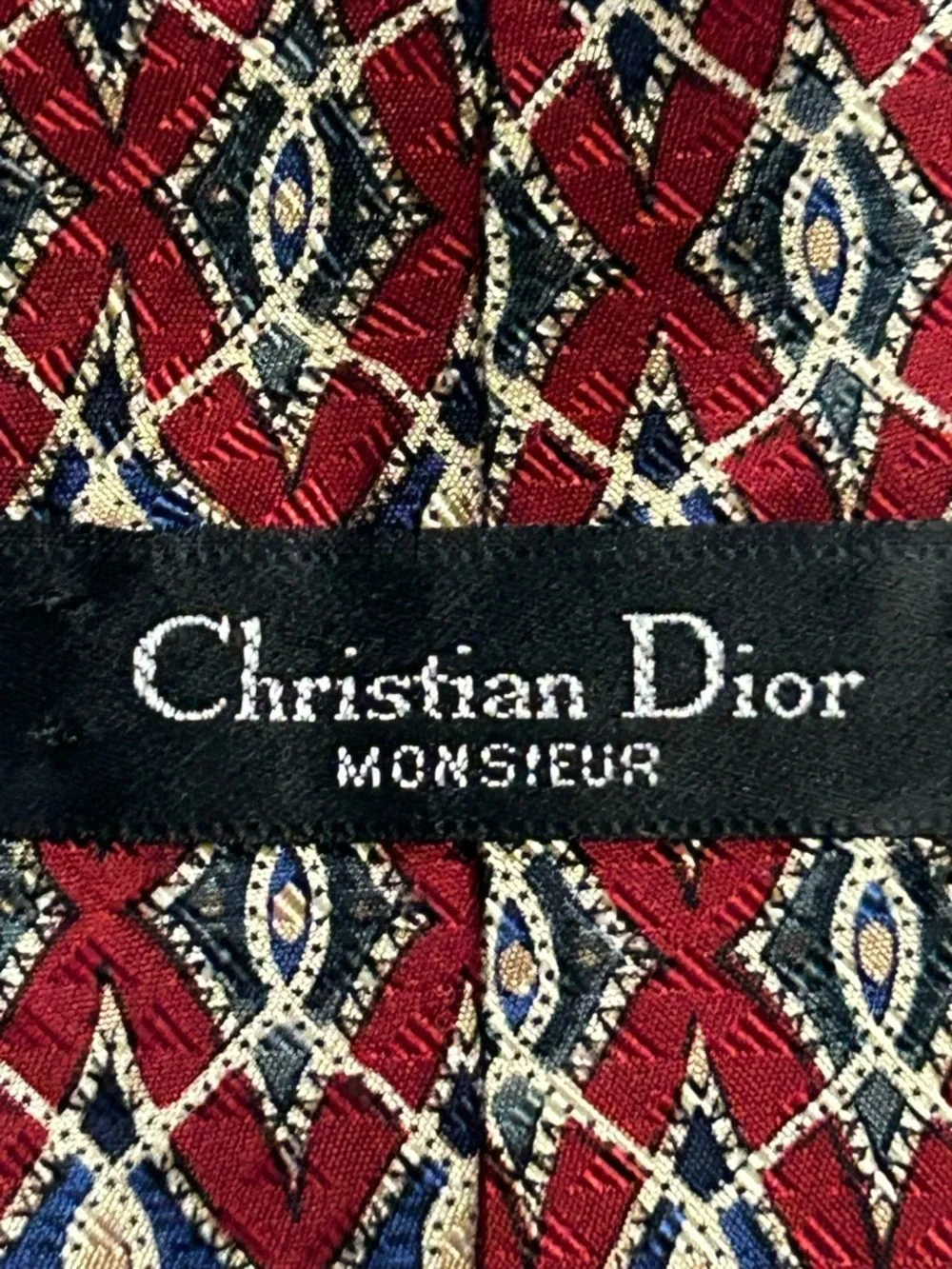 Christian Dior Monsieur Mens Tie Necktie Multicolor Geometric 100% Silk  USA